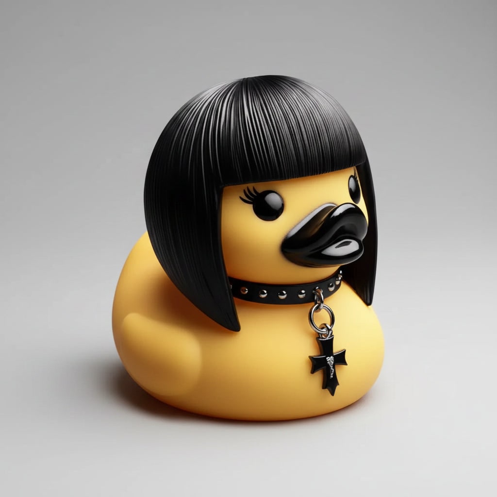 Halloween Rubber Duckling Squishy Duck Gothic Spikes and Chains Decoration