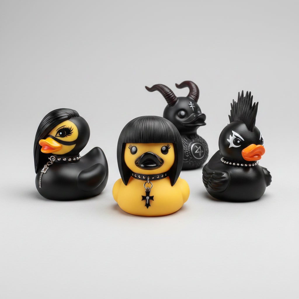 Halloween Rubber Duckling Squishy Duck Gothic Spikes and Chains Decoration