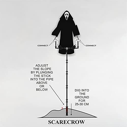 Halloween Scarecrow Decoration Scary Outdoor Ghost Prop with Adjustable Pole for Yard