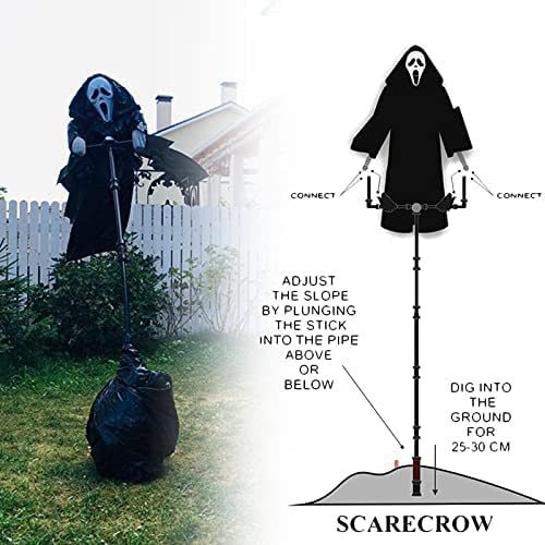 Halloween Scarecrow Decoration Scary Outdoor Ghost Prop with Adjustable Pole for Yard