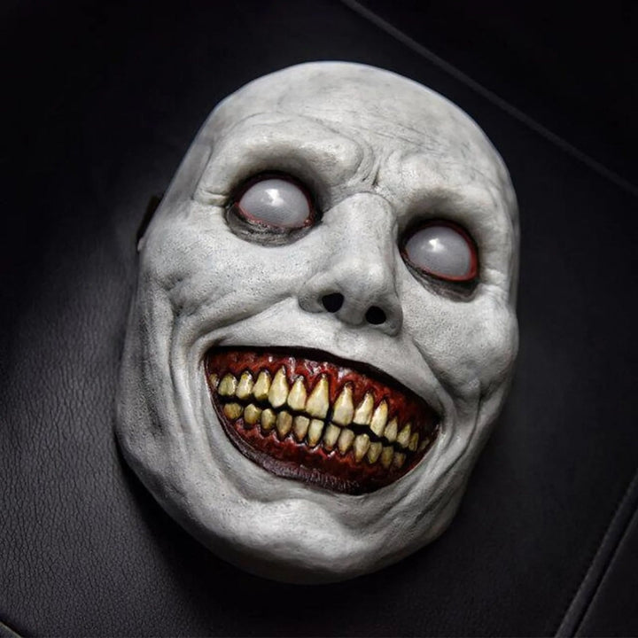 Halloween Scary Creepy Demon Latex Full Face Mask with Pointed Teeth and Wrinkled Skin Details
