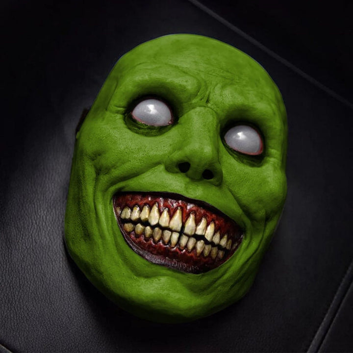 Halloween Scary Creepy Demon Latex Full Face Mask with Pointed Teeth and Wrinkled Skin Details