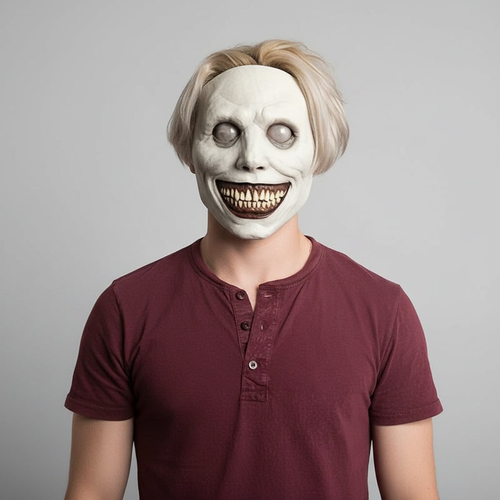 Halloween Scary Face Mask with Latex Horror Design and LED for Cosplay Party