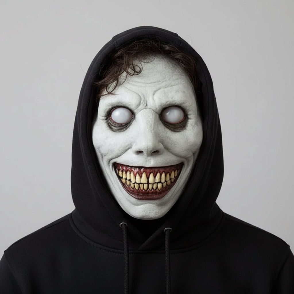 Halloween Scary Face Mask with Latex Horror Design and LED for Cosplay Party