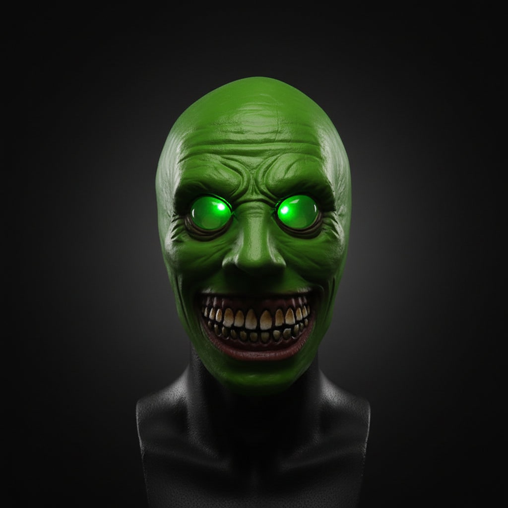 Halloween Scary Face Mask with Latex Horror Design and LED for Cosplay Party