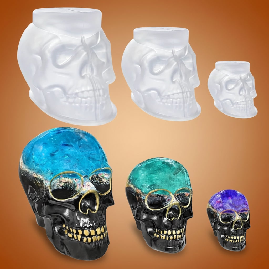 Halloween Silicone Molds for Resin and Candle Making Skull Set 3-Piece Sugar