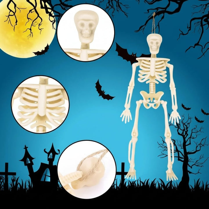 Halloween Skeleton Decorations Mini Plastic Small Figures with Hanging Twine for Party Supplies
