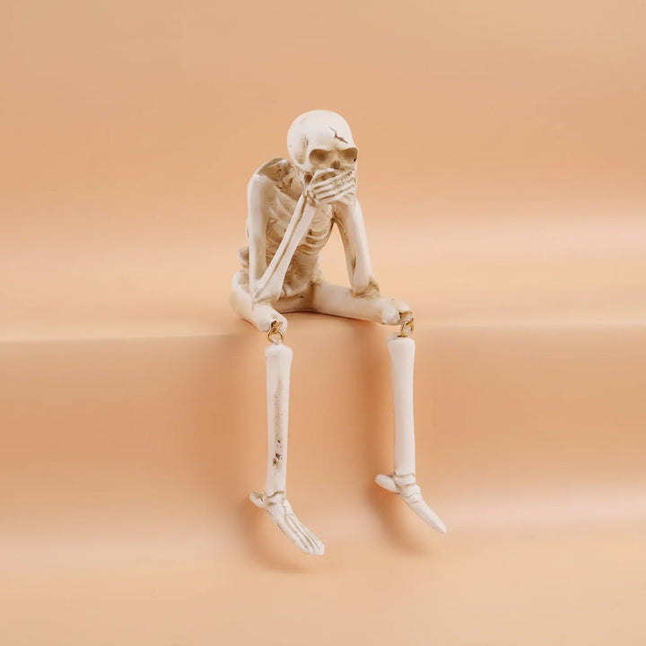 Halloween Skeleton Decorations Set of 3 Life Size Shelf Sitters with Dangling Legs Plastic