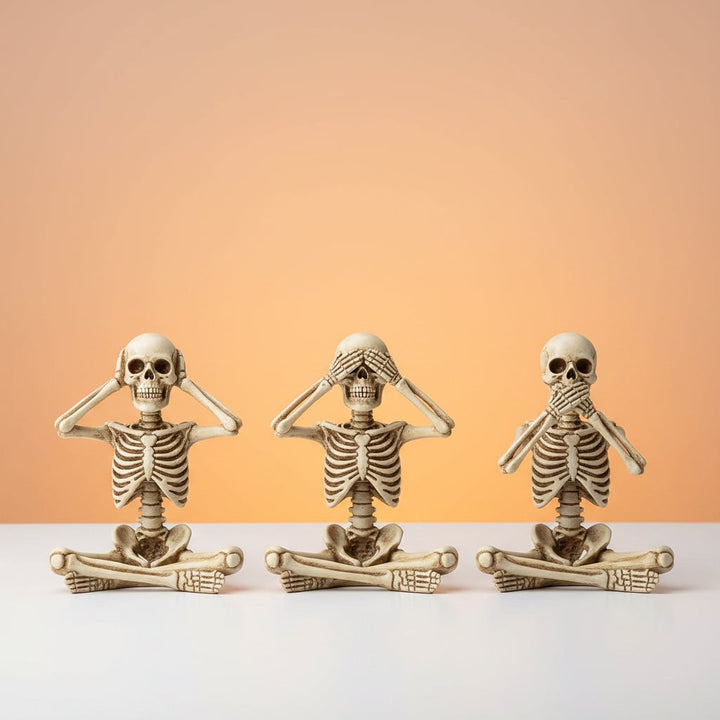 Halloween Skeleton Decorations Set of 3 Life Size Shelf Sitters with Dangling Legs Plastic