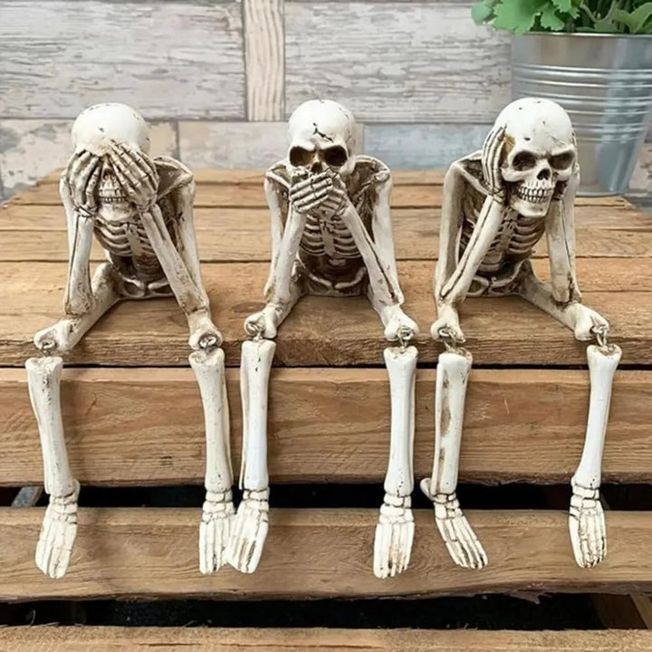 Halloween Skeleton Decorations Shelf Sitter Figurine with Dangling Legs Plastic