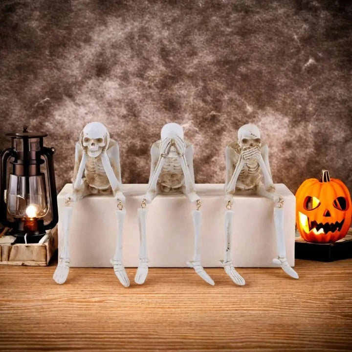 Halloween Skeleton Decorations Shelf Sitter Figurine with Dangling Legs Plastic