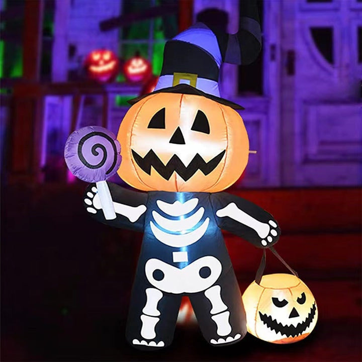 Halloween Skeleton Inflatable Blow Up Decoration with LED Lights for Scary Outdoor Yard Display