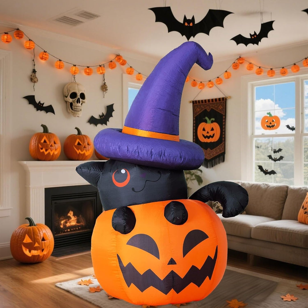 Halloween Skeleton Inflatable Blow Up Decoration with LED Lights for Scary Outdoor Yard Display
