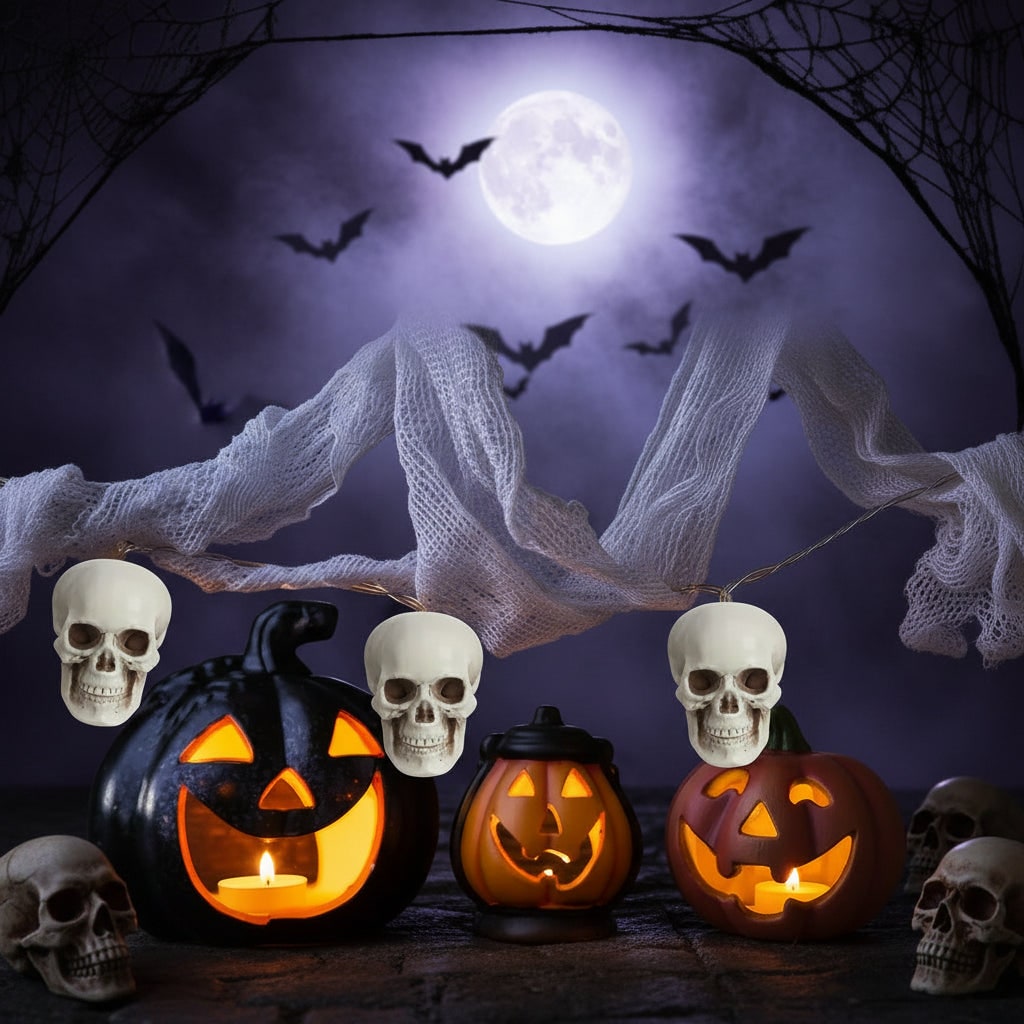 Halloween Skull Decor Mini Plastic Sugar Decorations Set of 10 Pieces for Party and Haunted House