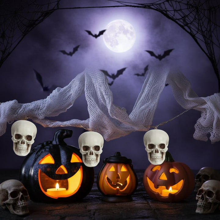 Halloween Skull Decor Mini Plastic Sugar Decorations Set of 10 Pieces for Party and Haunted House