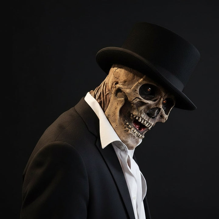 Halloween Skull Skeleton Mask with Exposed Brain and Ribcage for Creepy Party Prop