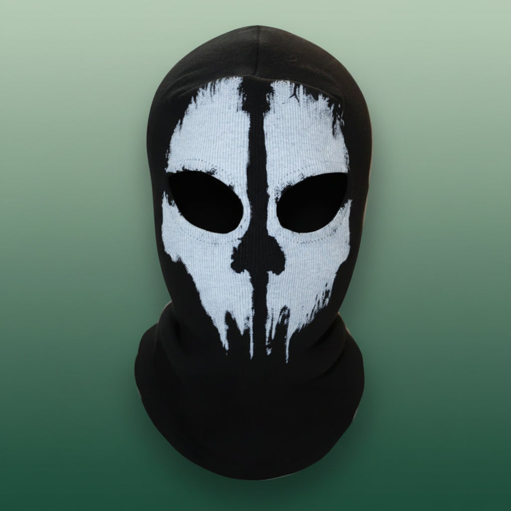Halloween Skull Ski Mask Full Face Balaclava Knit with Distressed Print for Skiing and Winter Sports