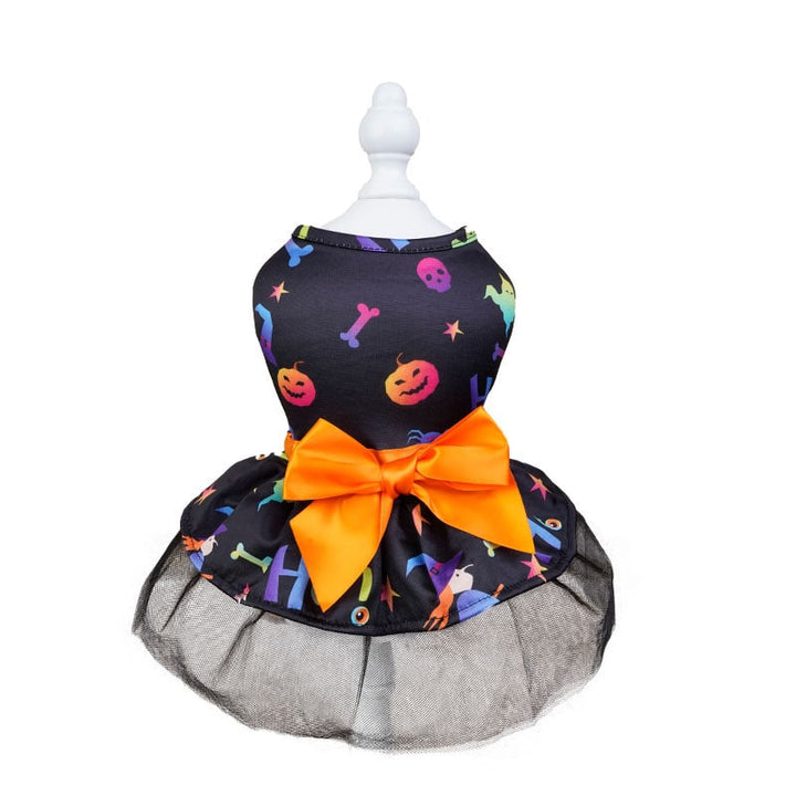 Halloween Small Dog Costume and Outfits with Tutu Skirt and Satin Bow Sweaters