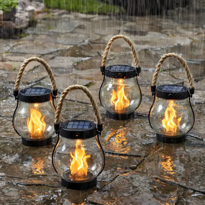 Halloween Solar Lantern with Flickering Flame Effect and Powered Outdoor Lights for Yard Decoration