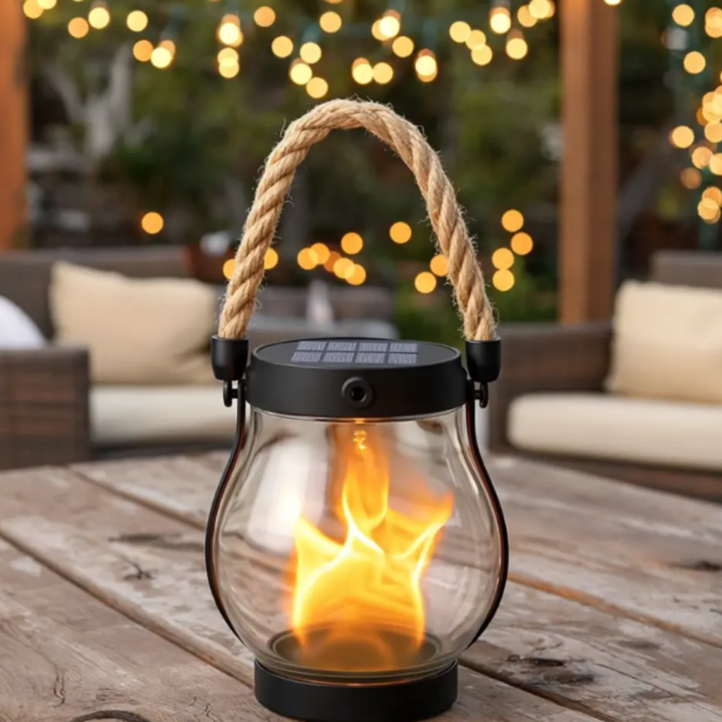 Halloween Solar Lantern with Flickering Flame Effect and Powered Outdoor Lights for Yard Decoration