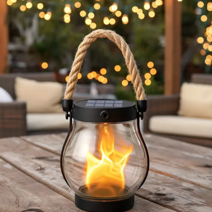 Halloween Solar Lantern with Flickering Flame Effect and Powered Outdoor Lights for Yard Decoration