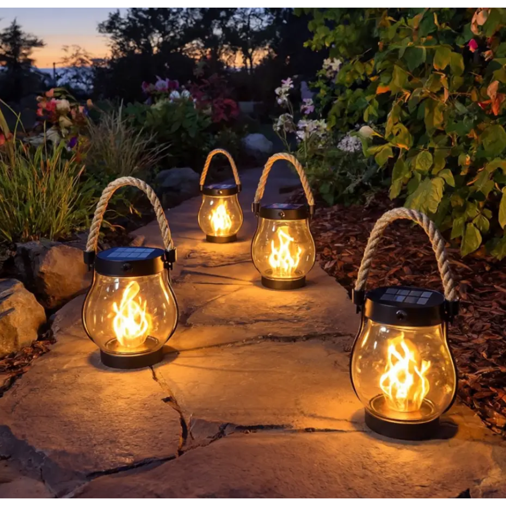 Halloween Solar Lantern with Flickering Flame Effect and Powered Outdoor Lights for Yard Decoration