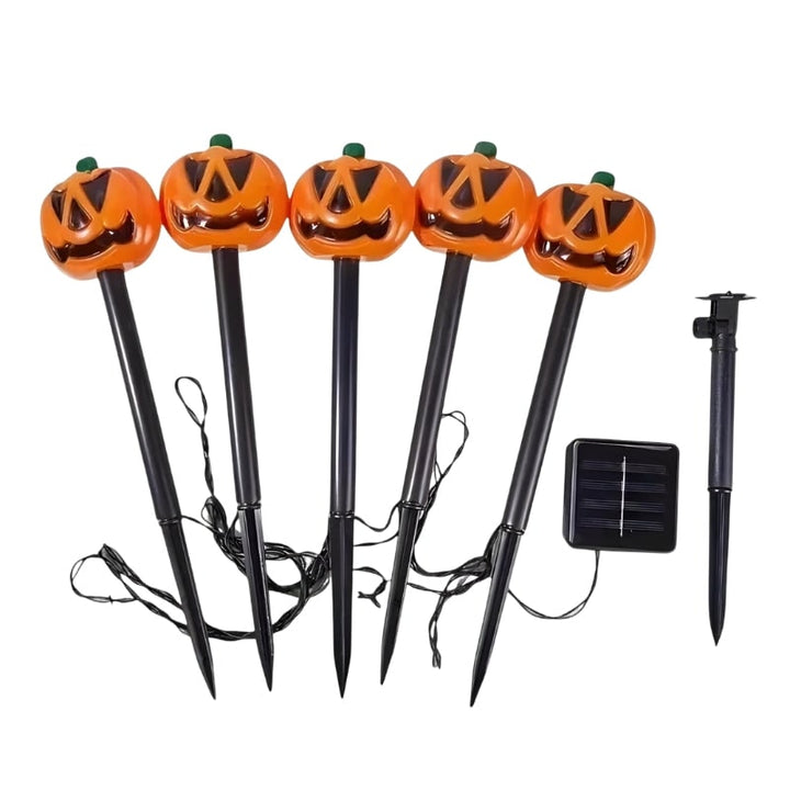 Halloween Solar Pathway Pumpkin Lights for Garden Yard Outdoor Decoration Set of 5