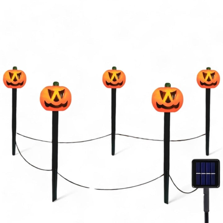 Halloween Solar Pathway Pumpkin Lights for Garden Yard Outdoor Decoration Set of 5
