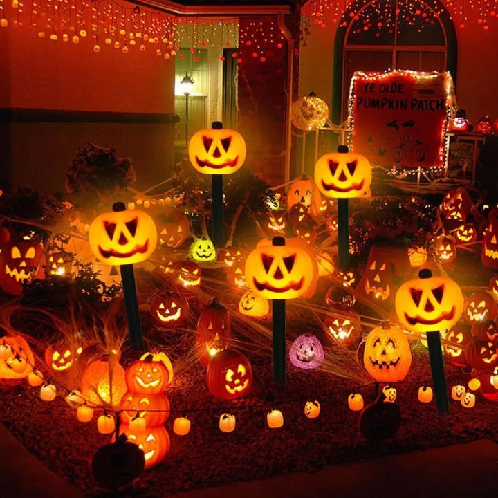 Halloween Solar Pathway Pumpkin Lights for Garden Yard Outdoor Decoration Set of 5