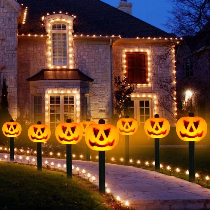 Halloween Solar Pathway Pumpkin Lights for Garden Yard Outdoor Decoration Set of 5