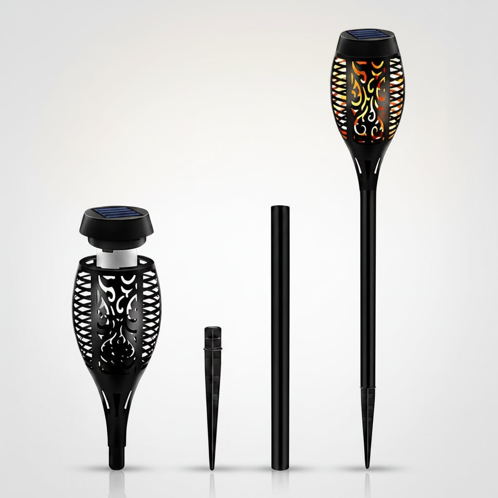 Halloween Solar Torch Lights with Flickering Flame Effect for Outdoor Yard Decoration
