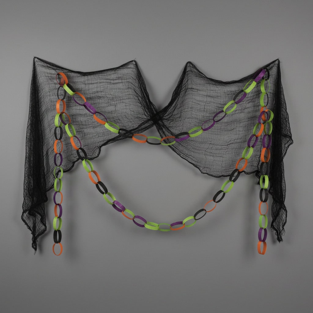 Halloween Spider Web Decoration with Black Mesh Creepy Cloth Netting