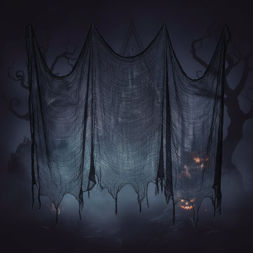 Halloween Spider Web Decoration with Black Mesh Creepy Cloth Netting