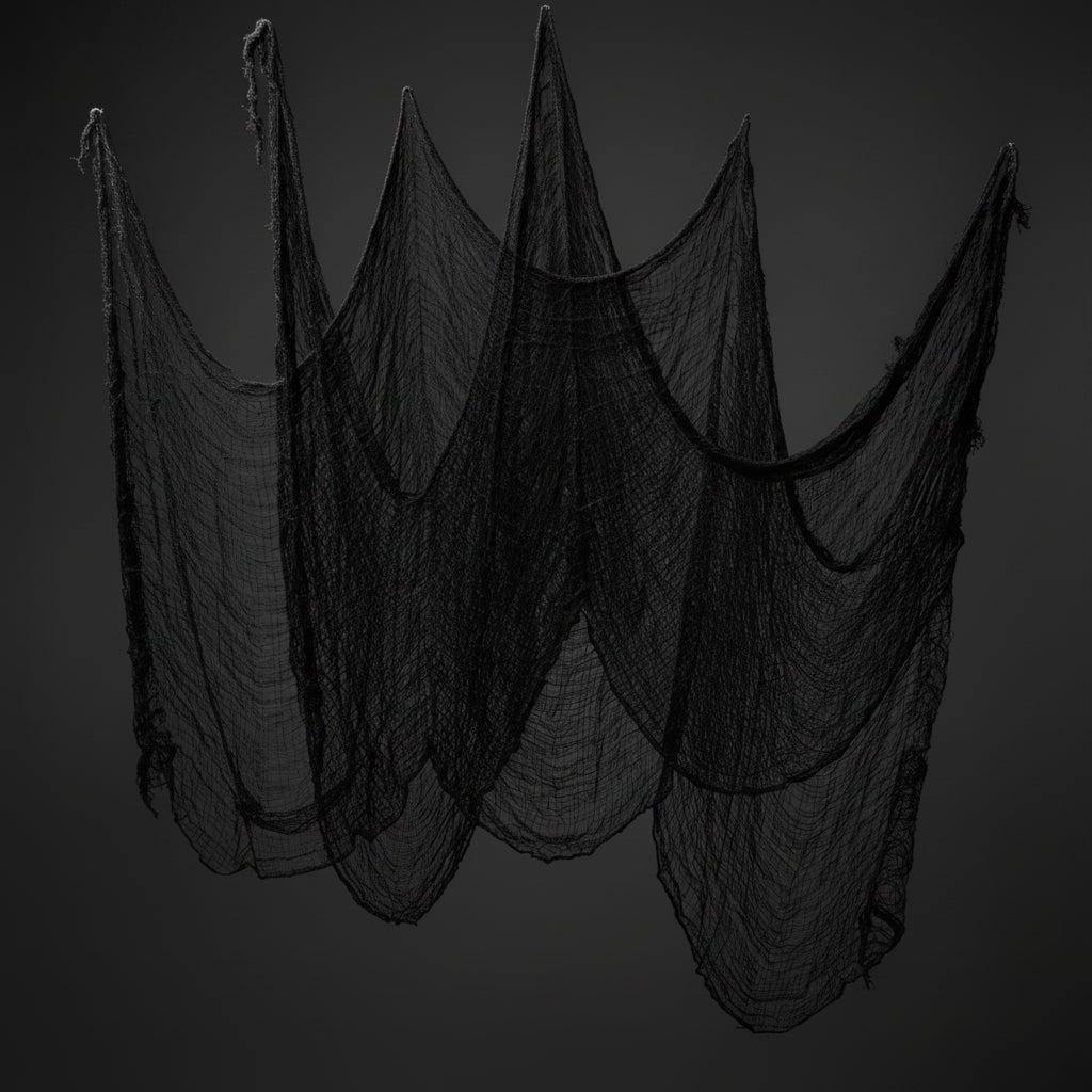 Halloween Spider Web Decoration with Black Mesh Creepy Cloth Netting