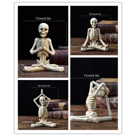 Halloween Spooky Skeleton Figurine with Seated Yoga Poses Resin Desktop Decoration