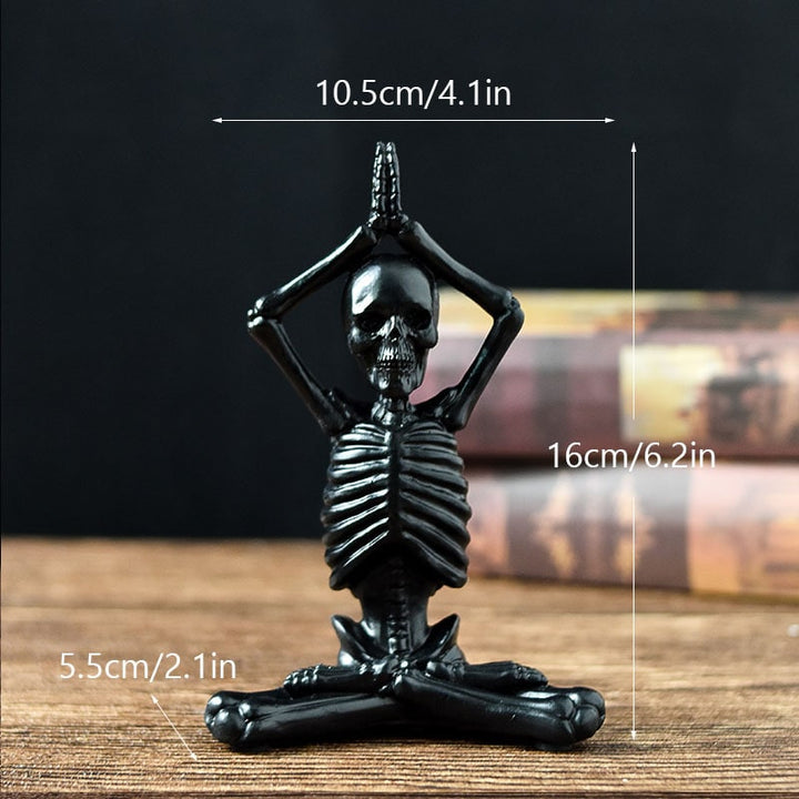 Halloween Spooky Skeleton Figurine with Seated Yoga Poses Resin Desktop Decoration