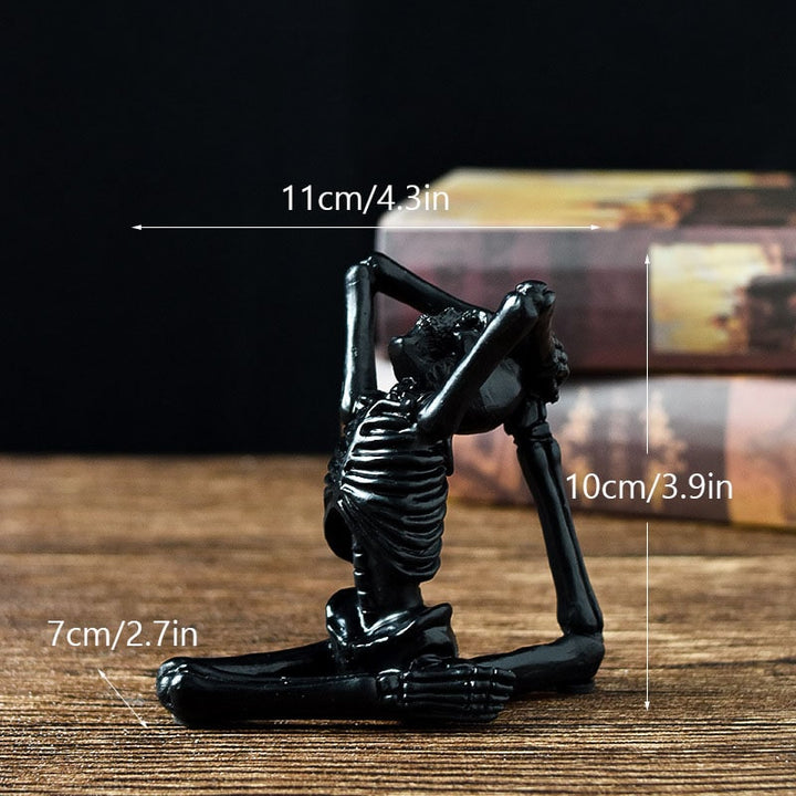 Halloween Spooky Skeleton Figurine with Seated Yoga Poses Resin Desktop Decoration