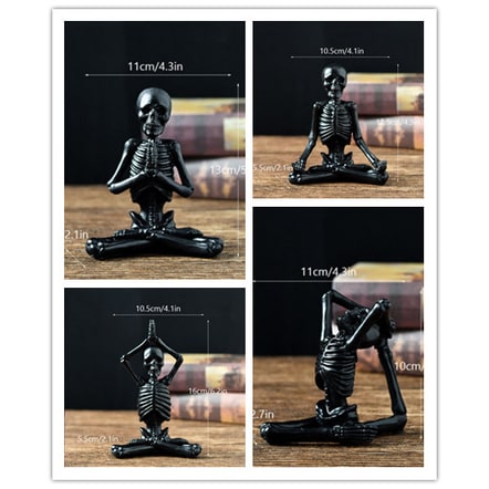 Halloween Spooky Skeleton Figurine with Seated Yoga Poses Resin Desktop Decoration