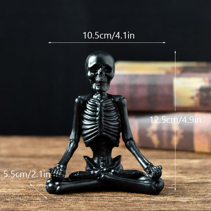 Halloween Spooky Skeleton Figurine with Seated Yoga Poses Resin Desktop Decoration