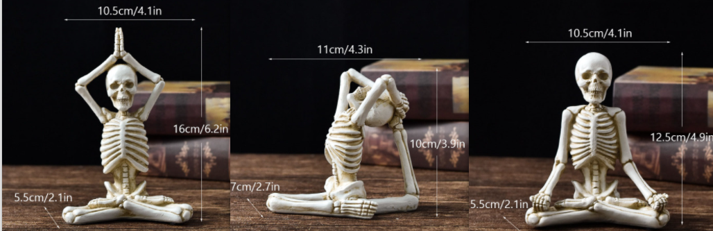 Halloween Spooky Skeleton Figurine with Seated Yoga Poses Resin Desktop Decoration