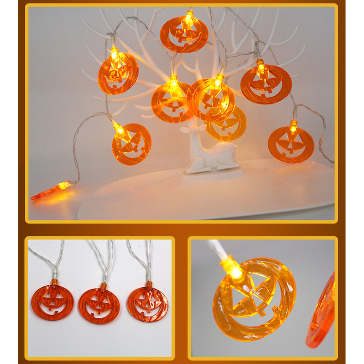 Halloween String Lights LED Outdoor Battery Operated with Pumpkin Bat Ghost Skull Eyeball Shapes