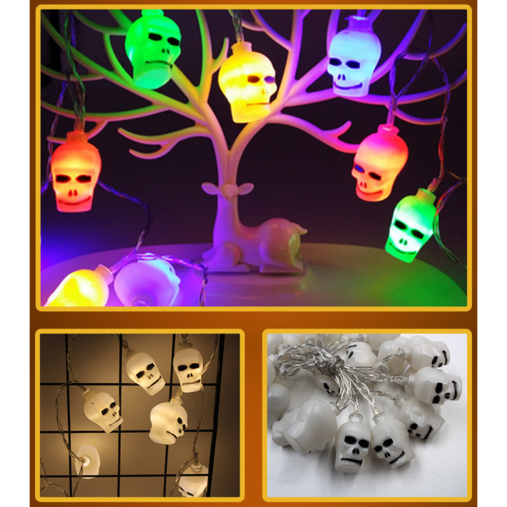 Halloween String Lights LED Outdoor Battery Operated with Pumpkin Bat Ghost Skull Eyeball Shapes