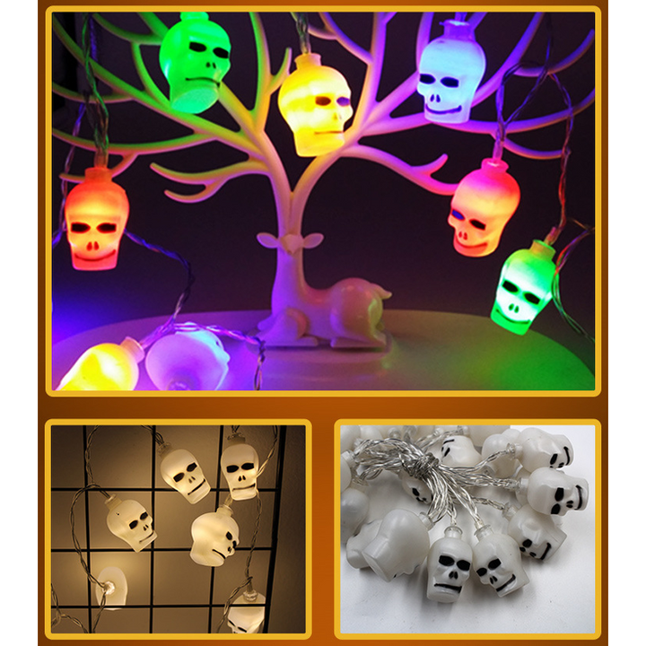 Halloween String Lights LED Outdoor Battery Operated with Pumpkin Bat Ghost Skull Eyeball Shapes