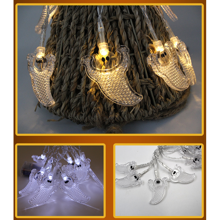 Halloween String Lights LED Outdoor Battery Operated with Pumpkin Bat Ghost Skull Eyeball Shapes