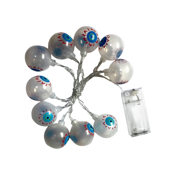 Halloween String Lights LED Outdoor Battery Operated with Pumpkin Bat Ghost Skull Eyeball Shapes