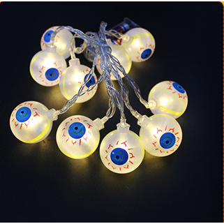 Halloween String Lights LED Outdoor Battery Operated with Pumpkin Bat Ghost Skull Eyeball Shapes