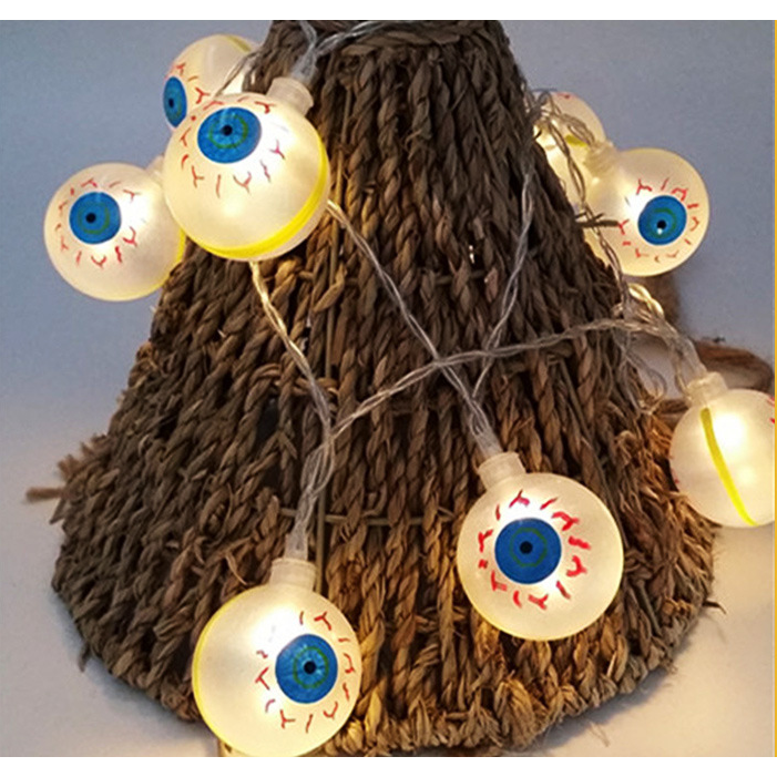 Halloween String Lights LED Outdoor Battery Operated with Pumpkin Bat Ghost Skull Eyeball Shapes