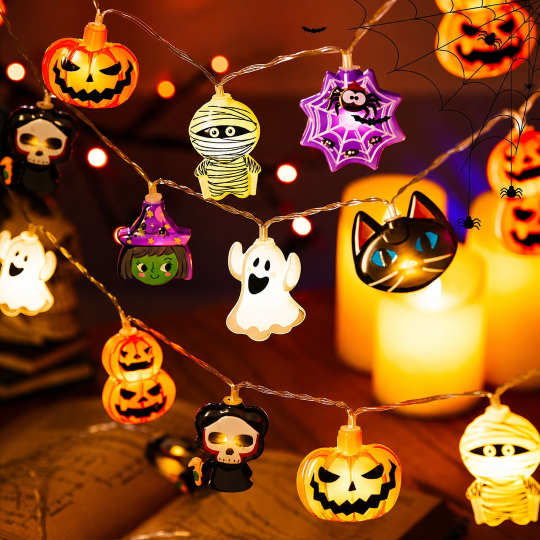 Halloween String Lights LED Outdoor Patio Decoration with Novelty Shapes for Party