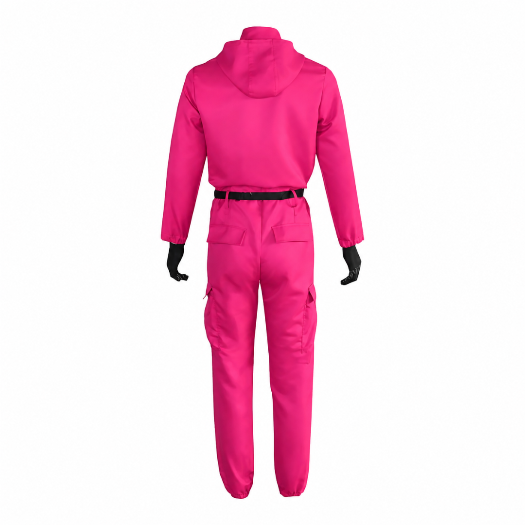 Halloween survival game Costume Hooded Jumpsuit with Full Face Mask and Belt