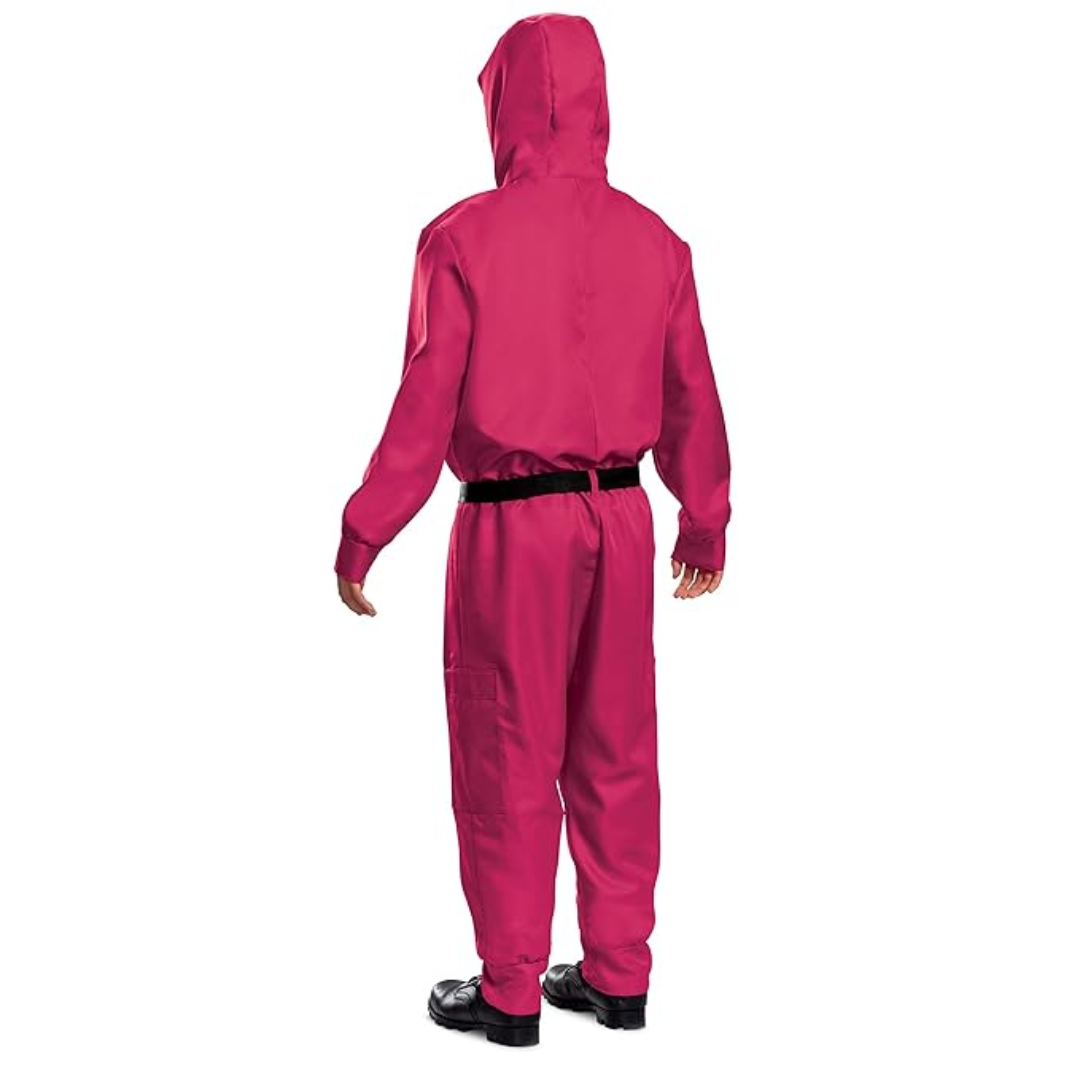Halloween survival game Costume Hooded Jumpsuit with Full Face Mask and Belt